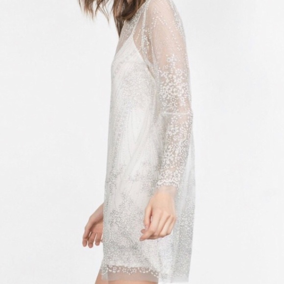 zara white tulle dress